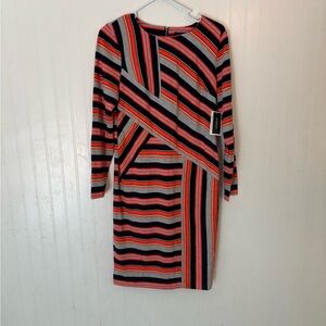 NWT ECI New York Long Sleeve Striped Dress - 8